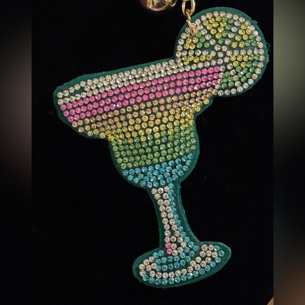 Colorful Cocktail Rhinestone Bag Charm Keyring - Picture 2 of 6